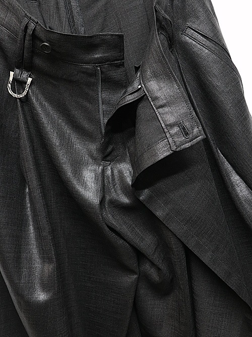SALE20%OFF/kiryuyrik奦奦/Silley Slab Skirt Wide Tuck Slacks/Black