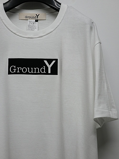 Ground Y�����饦��ɥ磻/20/- JERSEY FLOCKY BOX LOGO T-SHIRT/WHITE