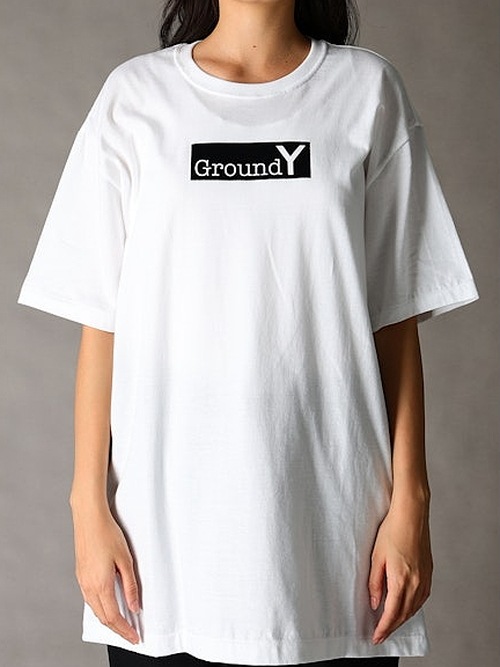 Ground Y�����饦��ɥ磻/20/- JERSEY FLOCKY BOX LOGO T-SHIRT/WHITE