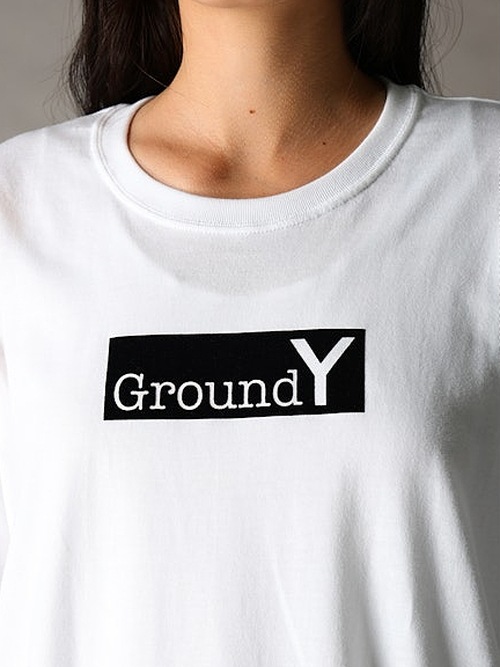 Ground Y�����饦��ɥ磻/20/- JERSEY FLOCKY BOX LOGO T-SHIRT/WHITE