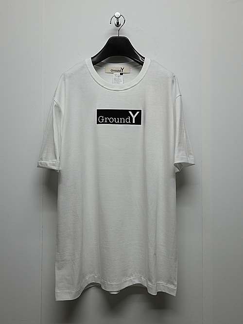 Ground Y�����饦��ɥ磻/20/- JERSEY FLOCKY BOX LOGO T-SHIRT/WHITE