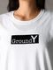 Ground Y�����饦��ɥ磻/20/- JERSEY FLOCKY BOX LOGO T-SHIRT/WHITE