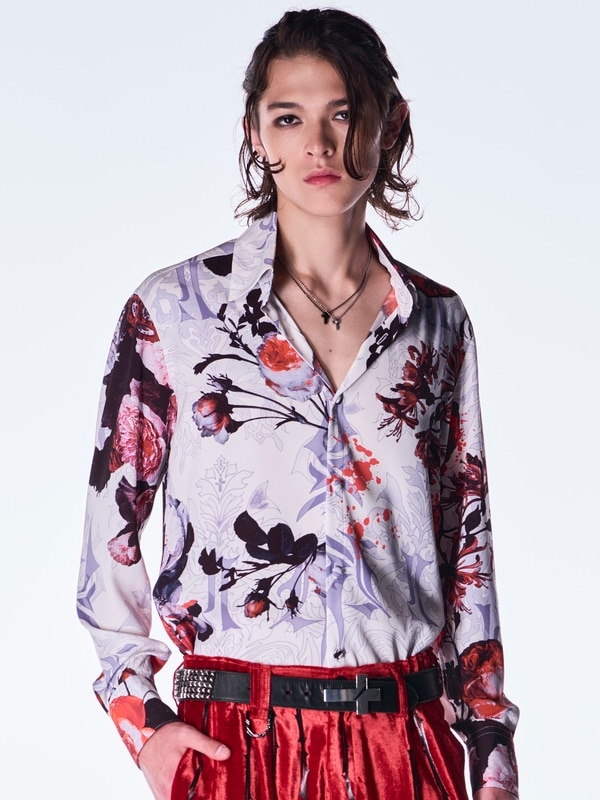 (ͽ���ʡ�10������11������ͽ��/kiryuyrik������奦����奦/Goth Flora Shirt/White