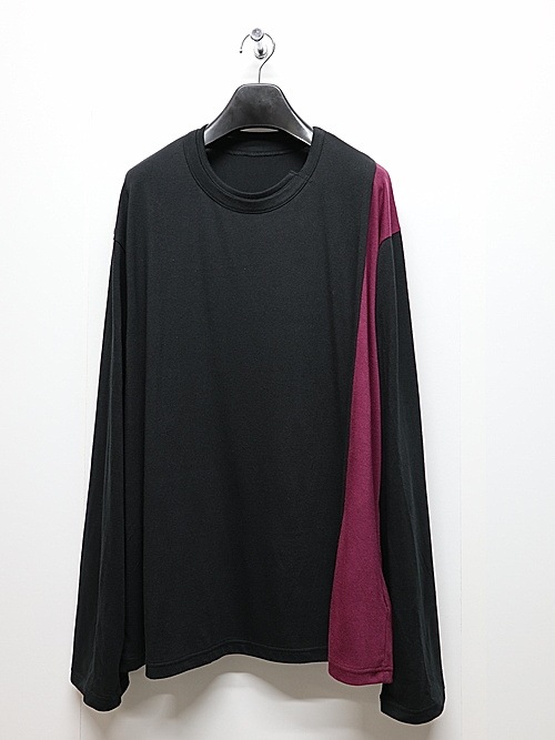 Ground Y�����饦��ɥ磻/C/MOJERSEY COMBINATION MIX BLOCK LONG SLEEVED T-SHIRT/BLACKPURPLE