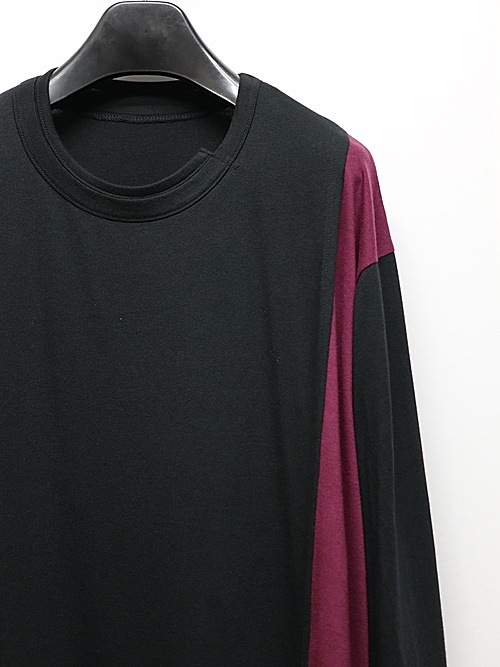 Ground Y�����饦��ɥ磻/C/MOJERSEY COMBINATION MIX BLOCK LONG SLEEVED T-SHIRT/BLACKPURPLE