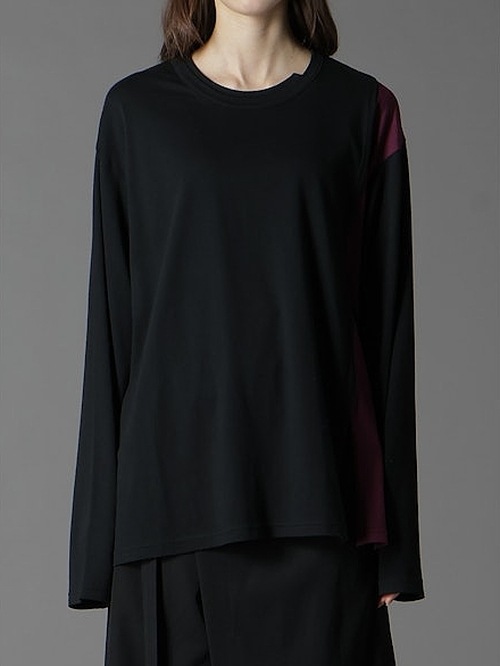 Ground Y�����饦��ɥ磻/C/MOJERSEY COMBINATION MIX BLOCK LONG SLEEVED T-SHIRT/BLACKPURPLE