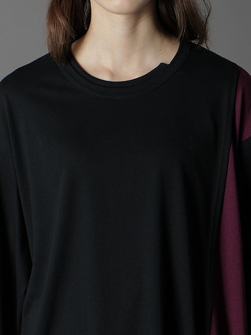 Ground Y�����饦��ɥ磻/C/MOJERSEY COMBINATION MIX BLOCK LONG SLEEVED T-SHIRT/BLACKPURPLE