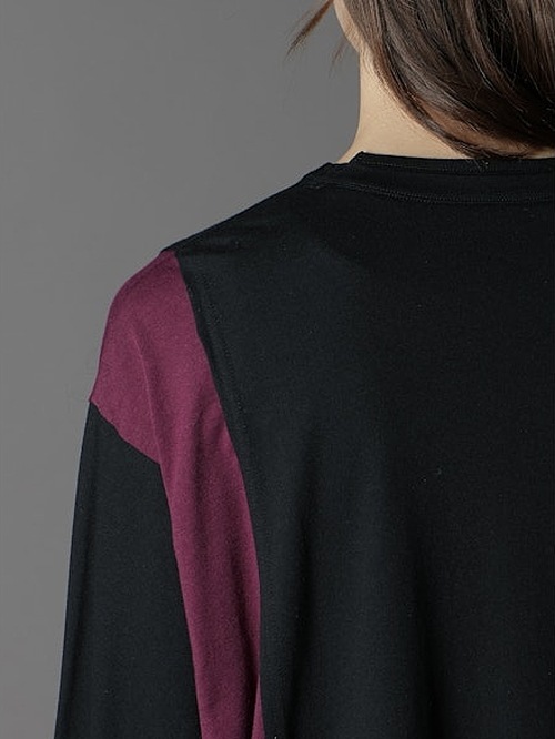 Ground Y�����饦��ɥ磻/C/MOJERSEY COMBINATION MIX BLOCK LONG SLEEVED T-SHIRT/BLACKPURPLE