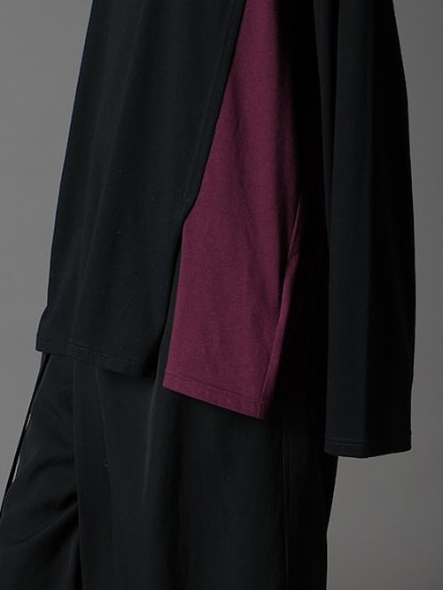 Ground Y�����饦��ɥ磻/C/MOJERSEY COMBINATION MIX BLOCK LONG SLEEVED T-SHIRT/BLACKPURPLE