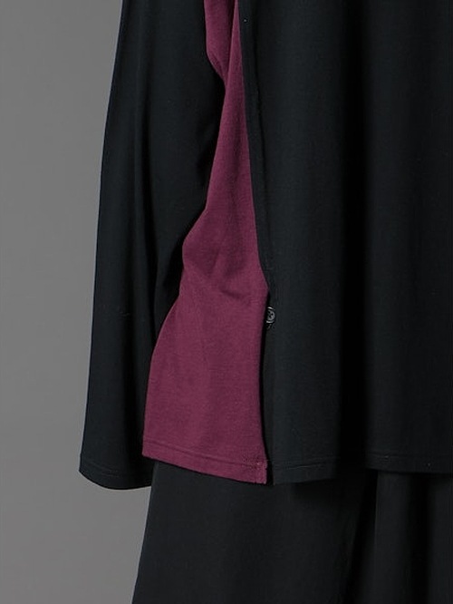 Ground Y�����饦��ɥ磻/C/MOJERSEY COMBINATION MIX BLOCK LONG SLEEVED T-SHIRT/BLACKPURPLE