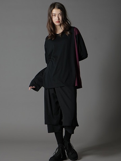 Ground Y�����饦��ɥ磻/C/MOJERSEY COMBINATION MIX BLOCK LONG SLEEVED T-SHIRT/BLACKPURPLE