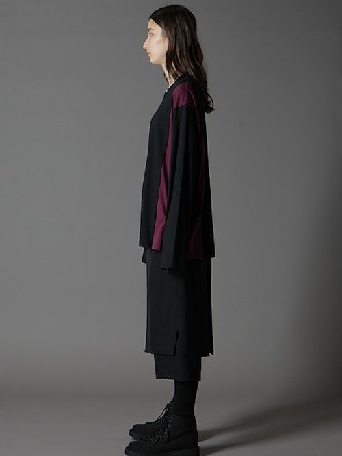 Ground Y�����饦��ɥ磻/C/MOJERSEY COMBINATION MIX BLOCK LONG SLEEVED T-SHIRT/BLACKPURPLE