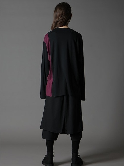 Ground Y�����饦��ɥ磻/C/MOJERSEY COMBINATION MIX BLOCK LONG SLEEVED T-SHIRT/BLACKPURPLE