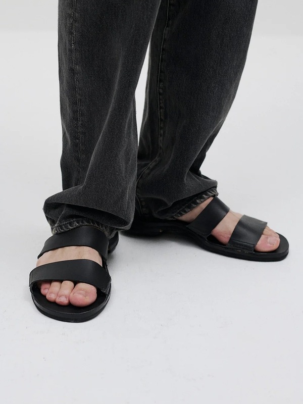 SALE30%OFF/ATTACHMENT�������å�����/SMOOTH LEATHER SLIDE SANDAL/BLACK.