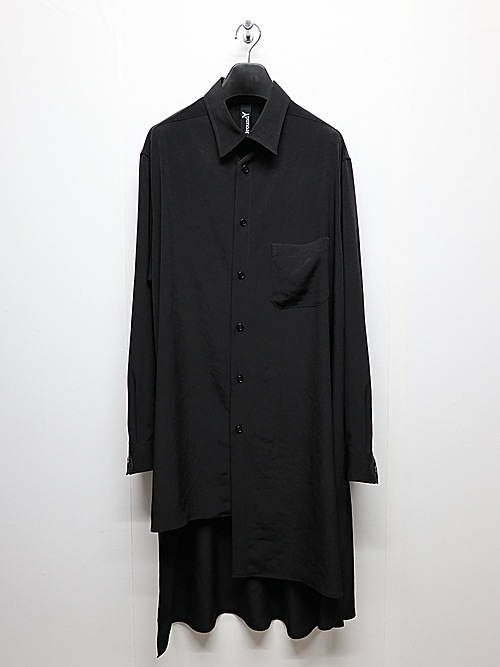 Ground Y�����饦��ɥ磻/TA/PE CREPE DE CHINE ASYMMETRY SHIRT/BLACK