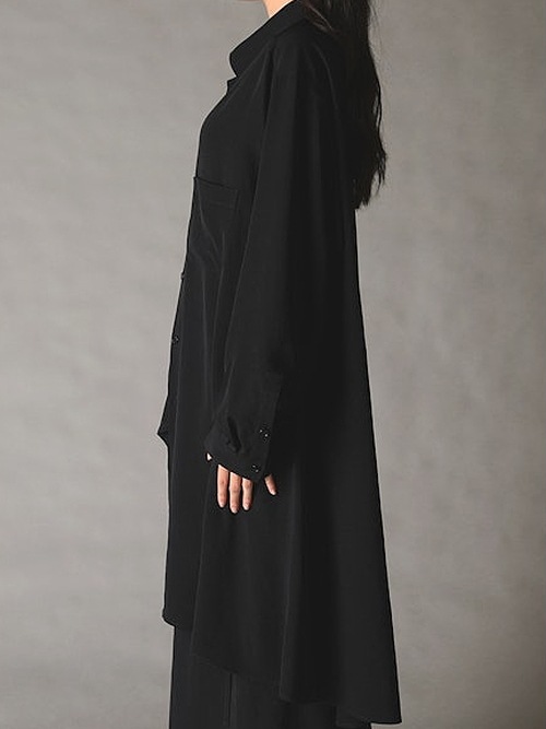 Ground Y�����饦��ɥ磻/TA/PE CREPE DE CHINE ASYMMETRY SHIRT/BLACK