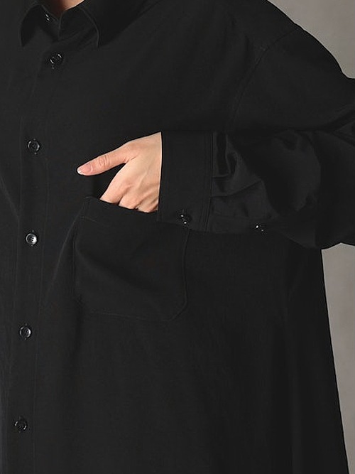 Ground Y�����饦��ɥ磻/TA/PE CREPE DE CHINE ASYMMETRY SHIRT/BLACK