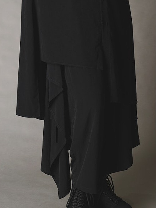 Ground Y�����饦��ɥ磻/TA/PE CREPE DE CHINE ASYMMETRY SHIRT/BLACK