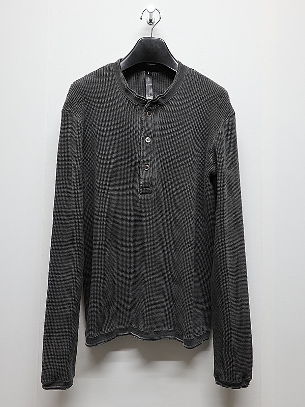 wjk�����֥른��������/waffle henley L/S/d.charcoal