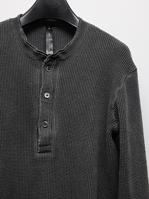 wjk�����֥른��������/waffle henley L/S/d.charcoal