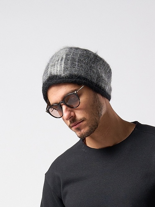 (ͽʡ1011ͽ/wjk֥른/mohair shaggy knit beanie/black check
