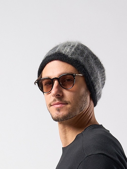 (ͽʡ1011ͽ/wjk֥른/mohair shaggy knit beanie/black check