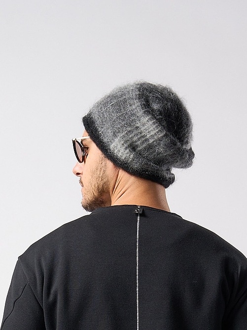 (ͽʡ1011ͽ/wjk֥른/mohair shaggy knit beanie/black check