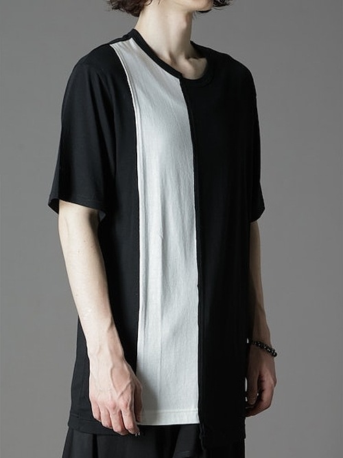 Ground Y�����饦��ɥ磻/C/MOJERSEY COMBINATION TSUJIKIRI SHORT SLEEVED T-SHIRT/BLACKWHITE