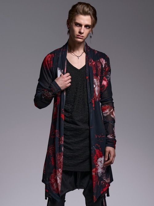 (ͽ���ʡ�5��6������ͽ��/kiryuyrik������奦����奦/Flora Mesh Dolman Sleeve Cardigan/Black