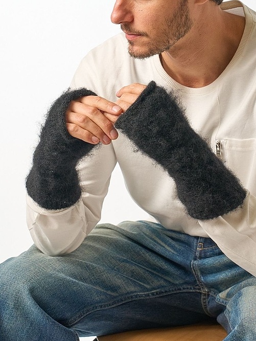 (ͽʡ1011ͽ/wjk֥른/mohair shaggy knit hand warmer/all black