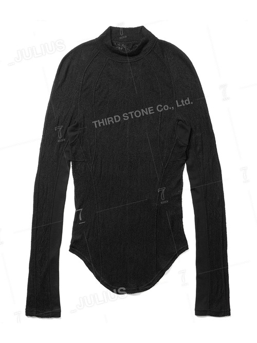 (ͽ����)2��3������ͽ��/JULIUS����ꥦ��/RAYON LACY KNIT JACQUARD CUT & SEWN5/BLACK