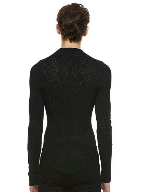 (ͽ����)2��3������ͽ��/JULIUS����ꥦ��/RAYON LACY KNIT JACQUARD CUT & SEWN5/BLACK