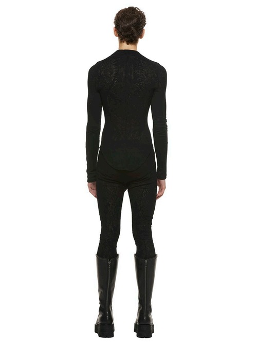 (ͽ����)2��3������ͽ��/JULIUS����ꥦ��/RAYON LACY KNIT JACQUARD CUT & SEWN5/BLACK