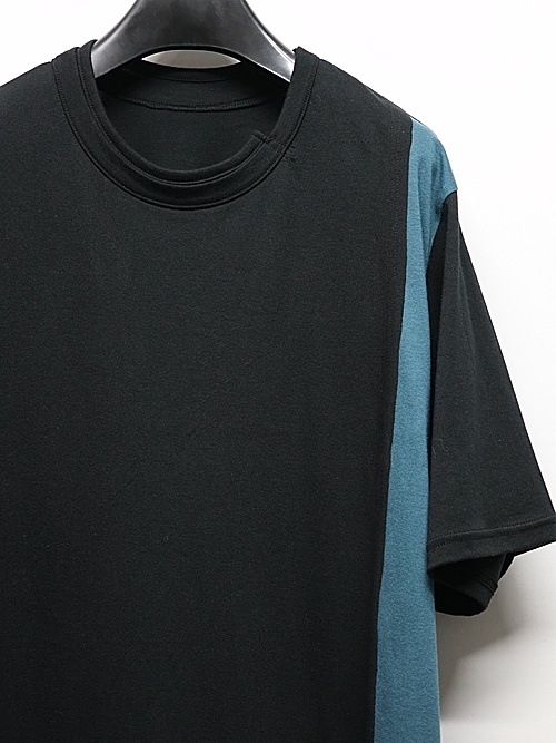 Ground Y�����饦��ɥ磻/C/MO COMBINATION JERSEY MIX T-SHIRT/BLUE