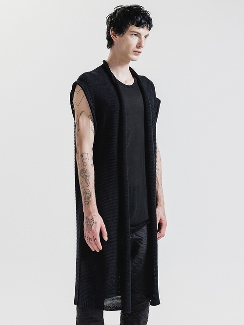 �㴰���nude:masahiko maruyama ���̡���:�ޥ��ҥ��ޥ���/3GG Cotton 3GG SLEEVELESS KNIT CARDIGAN/Black
