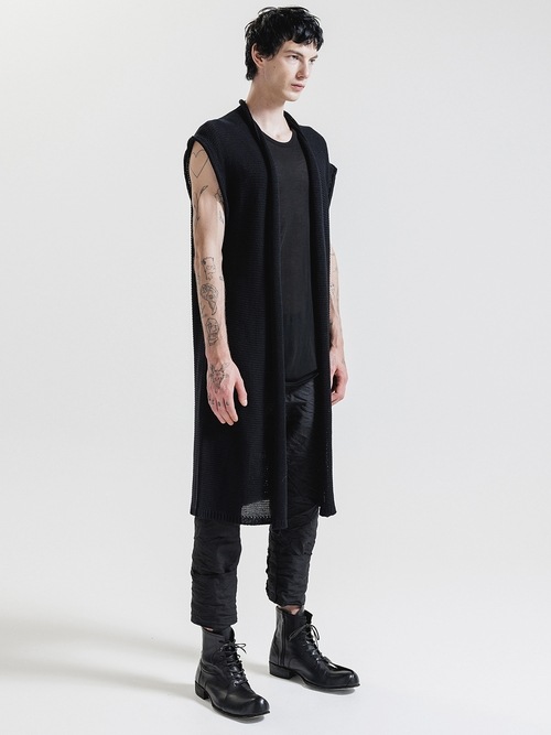 �㴰���nude:masahiko maruyama ���̡���:�ޥ��ҥ��ޥ���/3GG Cotton 3GG SLEEVELESS KNIT CARDIGAN/Black
