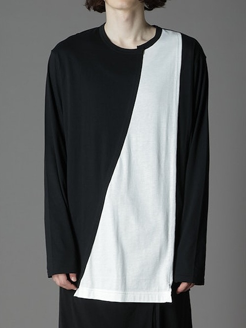 Ground Y饦ɥ磻/C/MOJERSEY COMBINATION TSUJIKIRI LONG SLEEVED T-SHIRT/BLACKWHITE