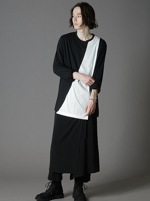 Ground Y饦ɥ磻/C/MOJERSEY COMBINATION TSUJIKIRI LONG SLEEVED T-SHIRT/BLACKWHITE