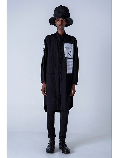 �㴰���nude:masahiko maruyama ���̡���:�ޥ��ҥ��ޥ���/LONG SHIRT COAT WITH MULTI PATCHES (POSTER PRINT)/Black