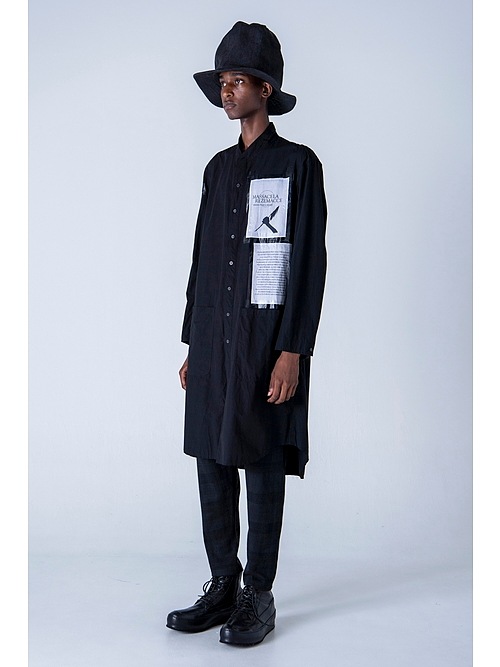 �㴰���nude:masahiko maruyama ���̡���:�ޥ��ҥ��ޥ���/LONG SHIRT COAT WITH MULTI PATCHES (POSTER PRINT)/Black