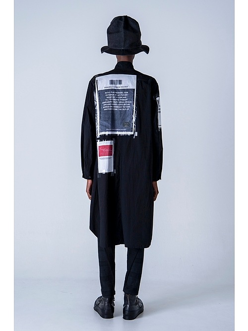 �㴰���nude:masahiko maruyama ���̡���:�ޥ��ҥ��ޥ���/LONG SHIRT COAT WITH MULTI PATCHES (POSTER PRINT)/Black