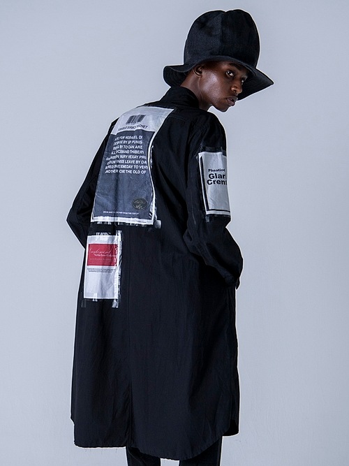 �㴰���nude:masahiko maruyama ���̡���:�ޥ��ҥ��ޥ���/LONG SHIRT COAT WITH MULTI PATCHES (POSTER PRINT)/Black