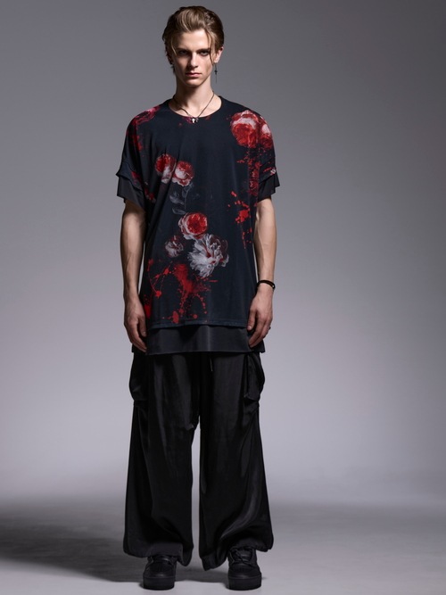 (ͽ���ʡ�5��6������ͽ��/kiryuyrik������奦����奦/Flora Mesh Crew Neck Layered-T/Black