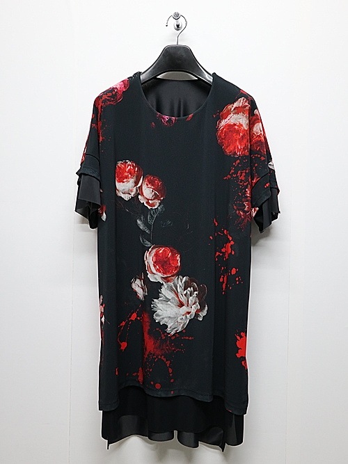 (ͽ���ʡ�5��6������ͽ��/kiryuyrik������奦����奦/Flora Mesh Crew Neck Layered-T/Black