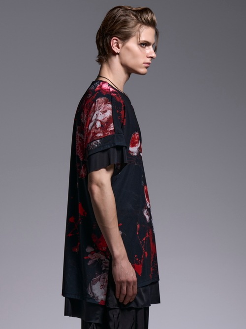 (ͽ���ʡ�5��6������ͽ��/kiryuyrik������奦����奦/Flora Mesh Crew Neck Layered-T/Black