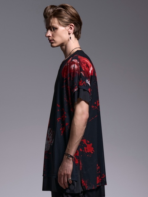 (ͽ���ʡ�5��6������ͽ��/kiryuyrik������奦����奦/Flora Mesh Crew Neck Layered-T/Black