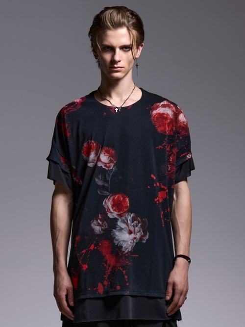 (ͽ���ʡ�5��6������ͽ��/kiryuyrik������奦����奦/Flora Mesh Crew Neck Layered-T/Black