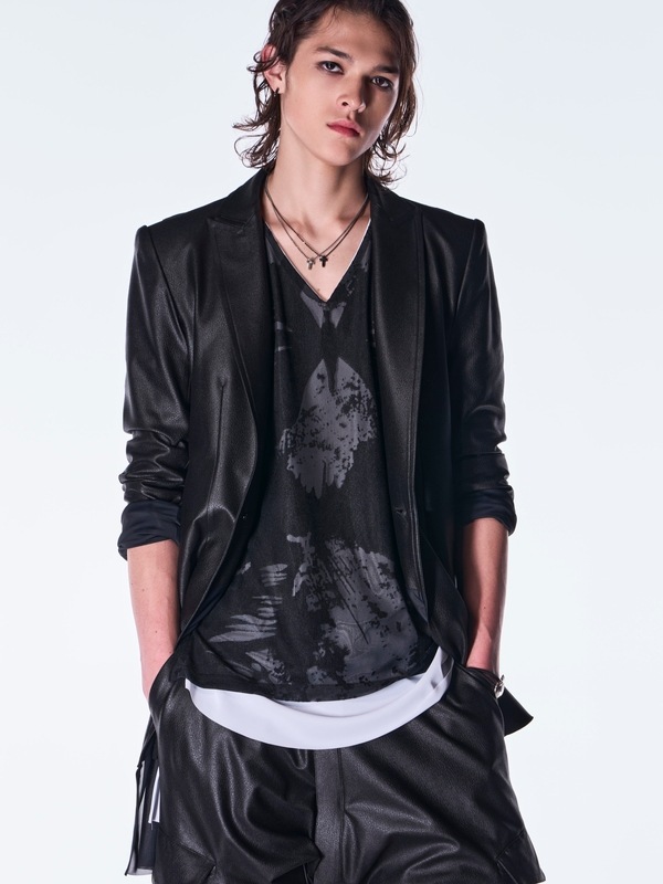 (ͽ���ʡ�10������11������ͽ��/kiryuyrik������奦����奦/Emboss Silley Jersey Layerd Jacket/Black