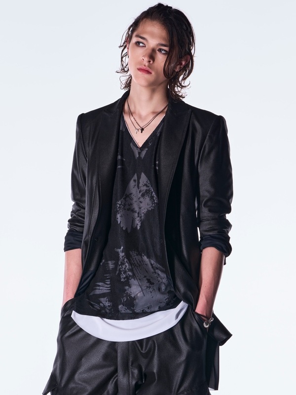 (ͽ���ʡ�10������11������ͽ��/kiryuyrik������奦����奦/Emboss Silley Jersey Layerd Jacket/Black