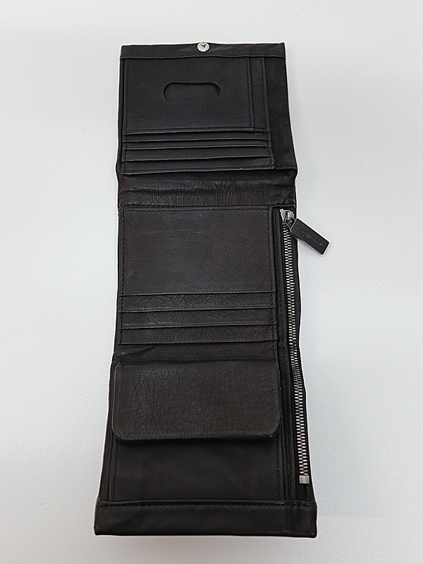 �㴰���Yohji Yamamoto���襦����ޥ��/ ���եȥۡ����쥶�� �ȥ�ץ�ե�����ɥ�����å�/BLACK